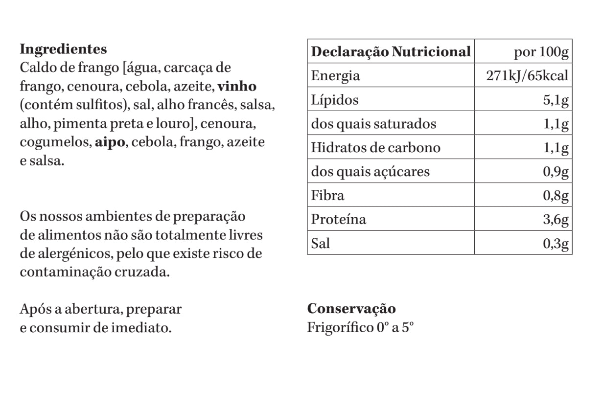 Caldo de Frango e Legumes DIET | refrigerado | 1-2 pax