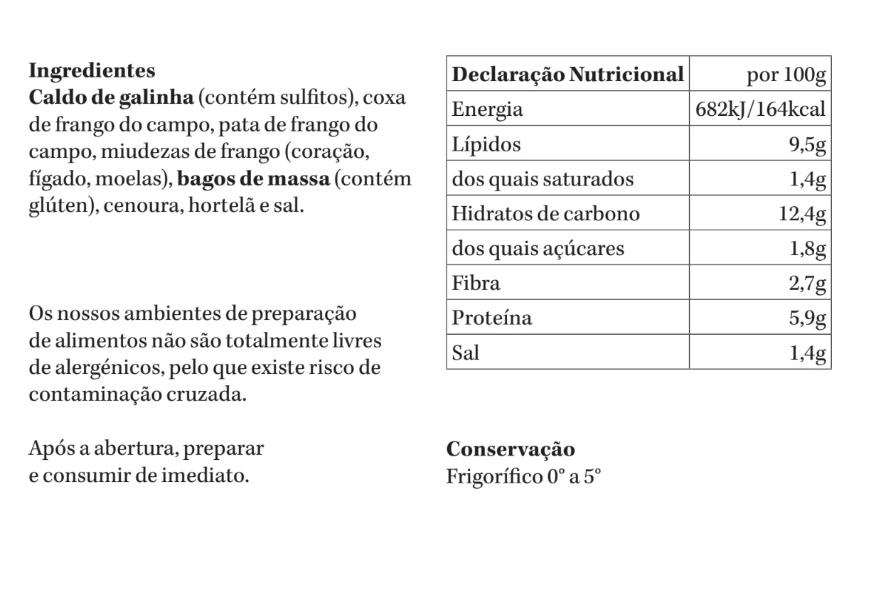 Canja Galinha | refrigerado | 1-2 pax