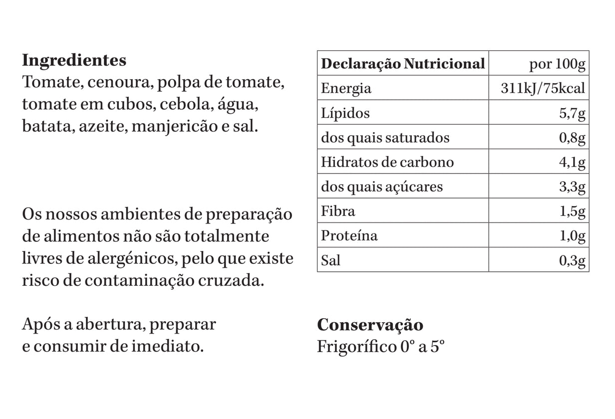 (vegan) Creme de Tomate DIET | refrigerado | 1-2 pax