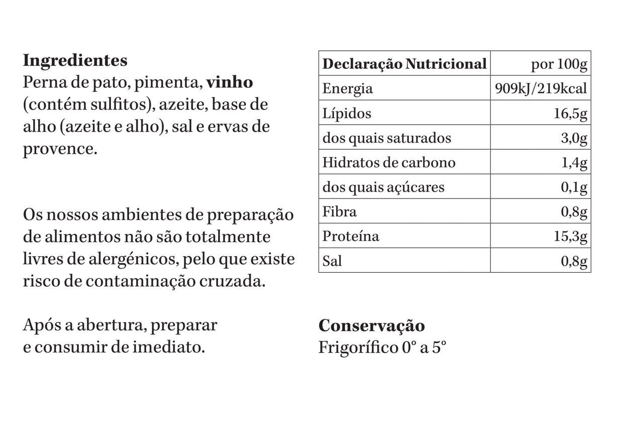 Perna de Pato Confitada | refrigerado | 1 pax