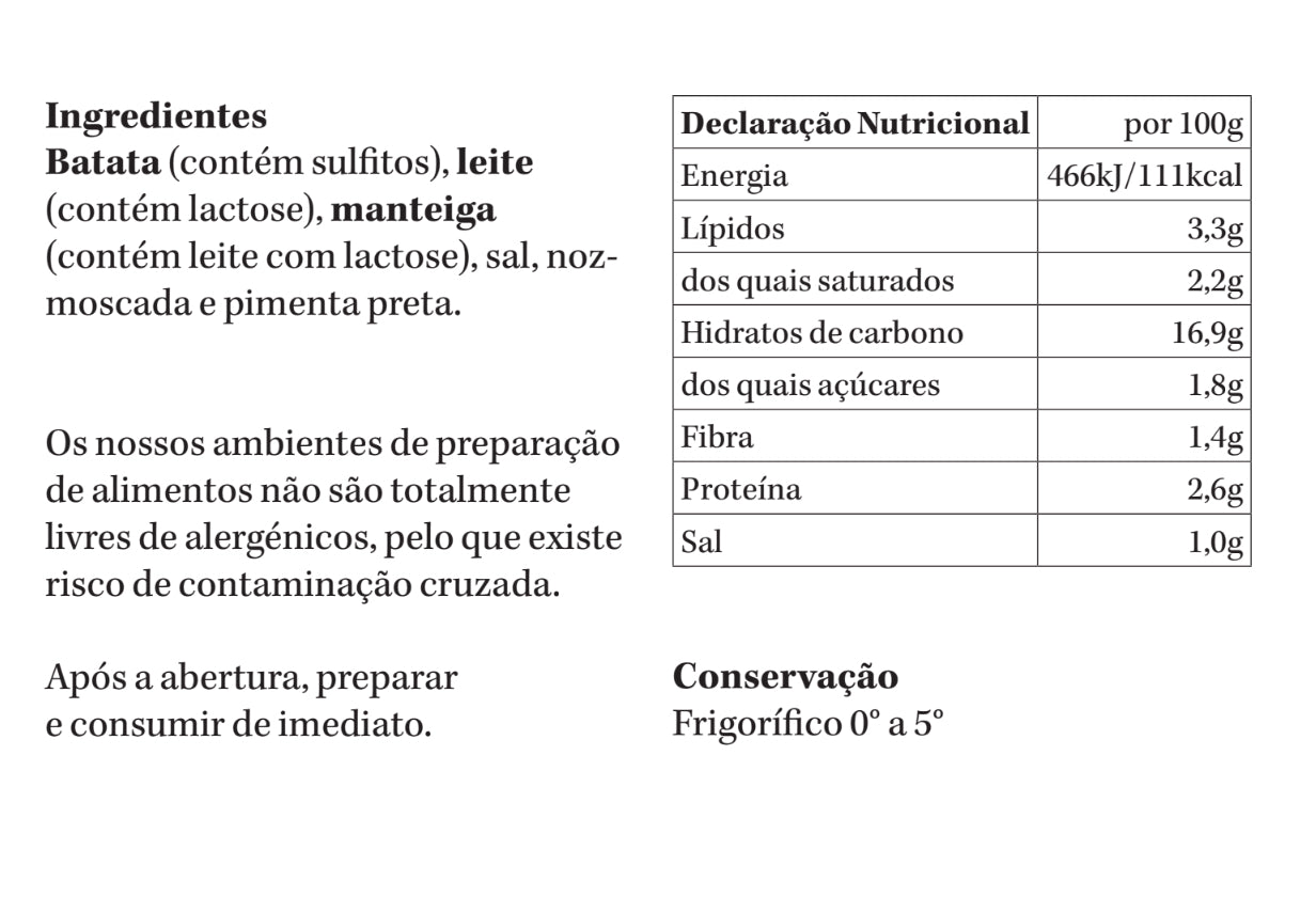 Puré de Batata | refrigerado | 2 pax