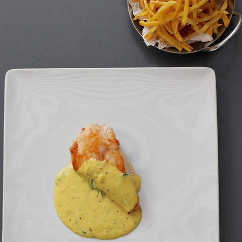 Frango com Molho de Mostarda e Batata Frita