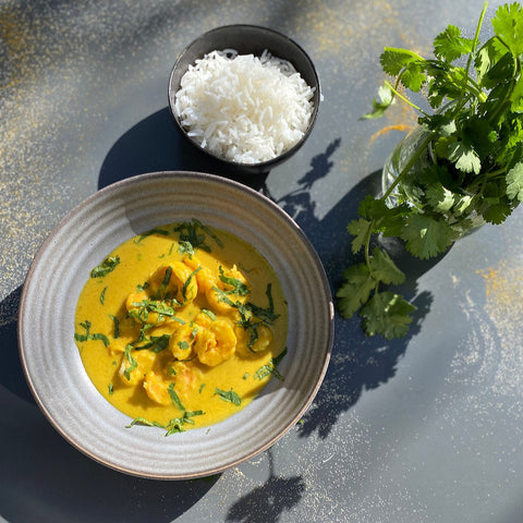 Caril de Camarão com Arroz Basmati
