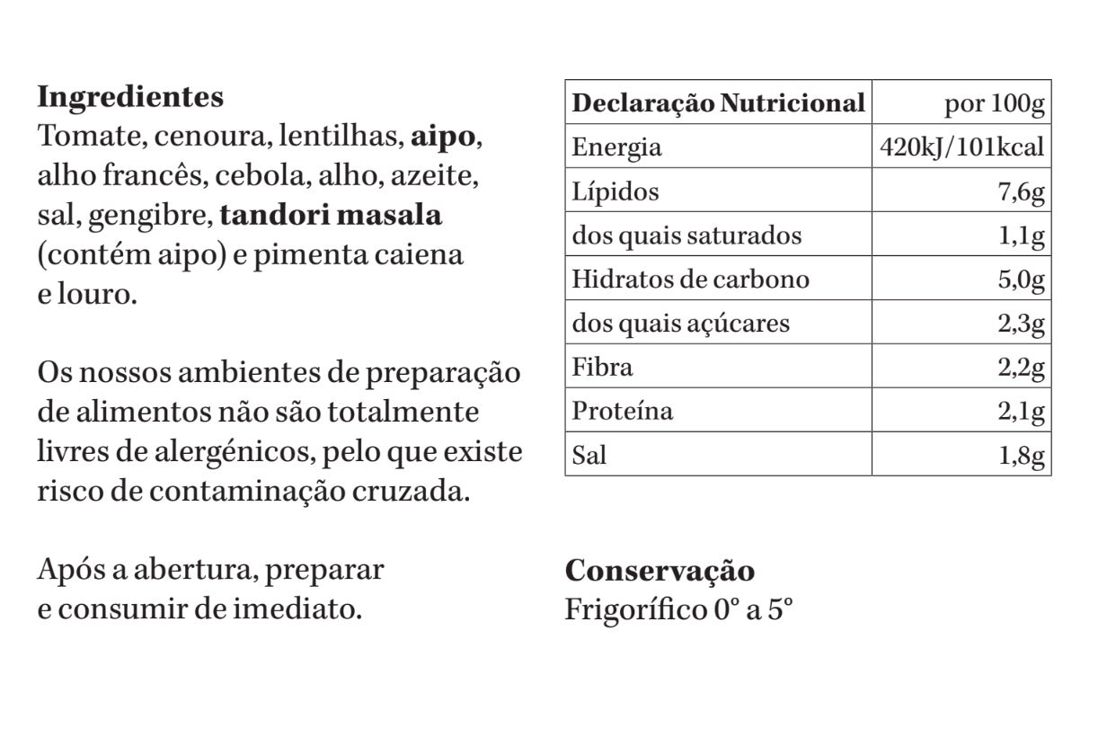 (vegan) Estufado de Lentilhas | refrigerado | 1 pax