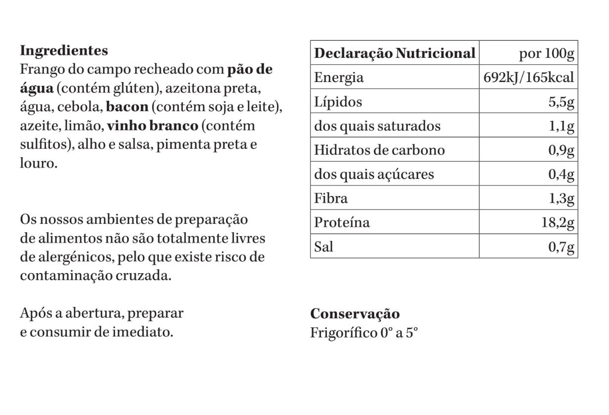 Frango do Campo Recheado | refrigerado | 6-8 pax